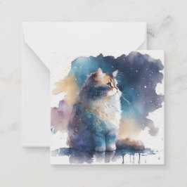 Cartão De Notas Placa de Cat de Aquarela