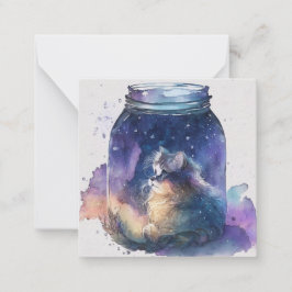 Cartão De Notas Placa de Cat de Aquarela