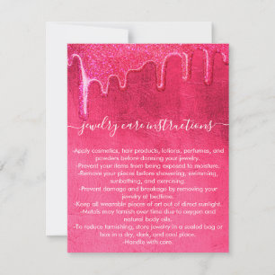 Cartão De Notas Placa de cuidado com joalharia, Drives Glitter Esp