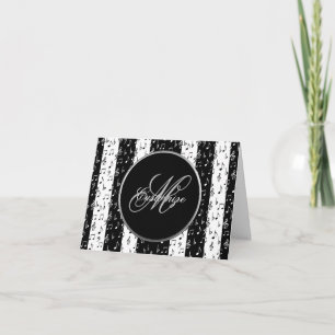 Cartão De Notas Placa de distribuição musical preto e branco mon