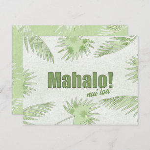 Cartão De Notas Placa de Loa Tropical Mahalo Nui (Efeito de Corte