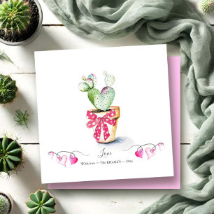 Cartão De Notas Placa de Namorados de Cactus Cardíaco Única