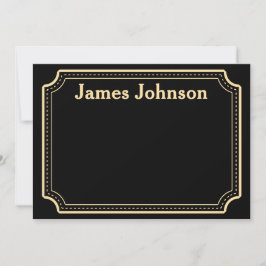 Cartão De Notas Placa de Nome de Mesa em Serif Bold Retro Preto La