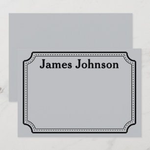 Cartão De Notas Placa de Nome de Mesa Serif Bold Retro Prata Polid