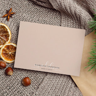 Cartão De Notas Placa de Nota Beige Boho do Script Elegante