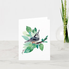 Cartão De Notas Placa de Nota de Aquarela Elegante Nuthatch
