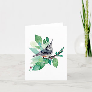 Cartão De Notas Placa de Nota de Aquarela Elegante Nuthatch