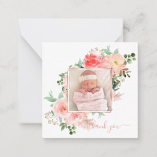 Cartão De Notas Placa de Nota de Bebê Rosas de Aquarela Cor-de-Ros