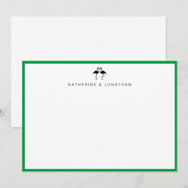 Cartão De Notas Placa de Nota de Casal Flamingos de Cubo (Frente/Verso)