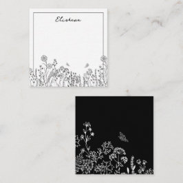 Cartão De Notas Placa de Nota de Desenho Floral do Na moda Script