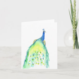 Cartão De Notas Placa de Nota de Peacock Pintada com Aquarela 