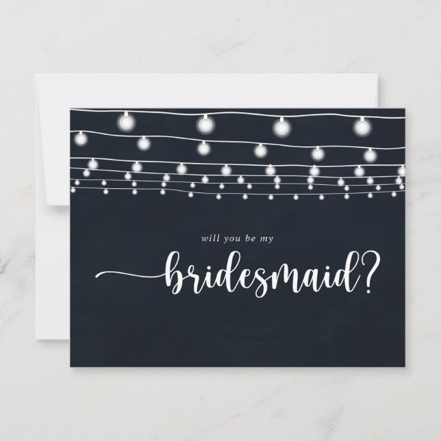 Cartão De Notas Placa de Nota de Proposta de Bridesmaid com Luzes  (Frente)