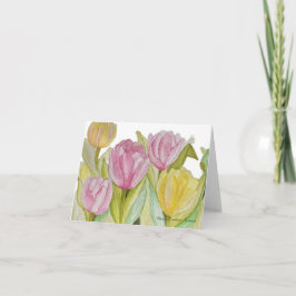 Cartão De Notas Placa de Nota de Tulipa Rosa e Amarela