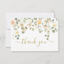 Cartão De Notas Placa de Nota do Blush Floral Obrigado