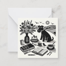 Cartão De Notas Placa de Nota do Pequeno Schnauzer