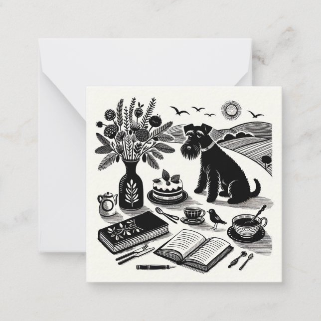 Cartão De Notas Placa de Nota do Pequeno Schnauzer (Frente)