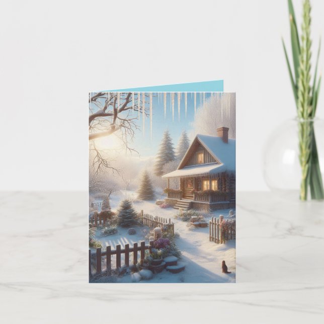 Cartão De Notas Placa de Nota Dobrada De Algodão De Inverno (Frente)