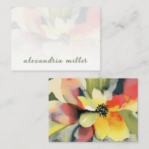 Cartão De Notas Placa de Nota Floral Elegante de Aquarela com Nome
