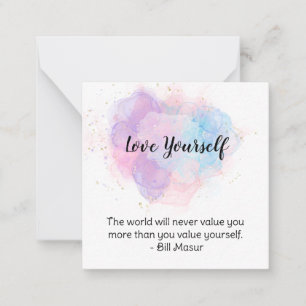 Cartão De Notas *~* Placa de Nota Plana AP62 Self Love Inpiration