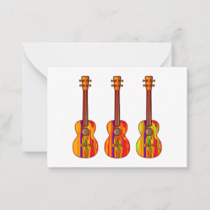 Cartão De Notas Placa de Nota Plana Colorido Ukulele, vermelha-ala