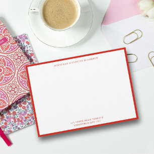 Cartão De Notas Placa de Nota Plana de Borda Clássica Vermelha Can