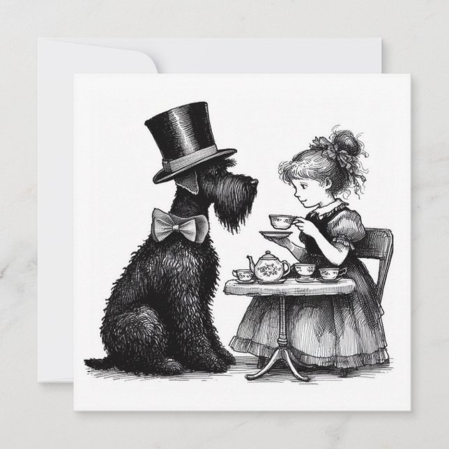 Cartão De Notas Placa de Nota Plana do Cachorro Schnauzer (Frente)