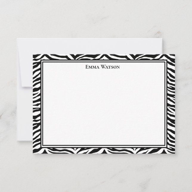 Cartão De Notas Placa de Nota Plana - Impressão Zebra (Frente)