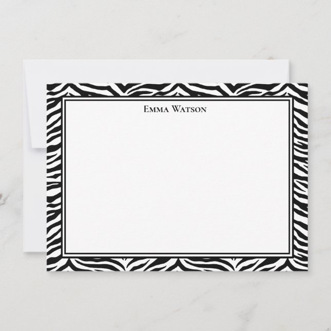 Cartão De Notas Placa de Nota Plana - Impressão Zebra (Frente)