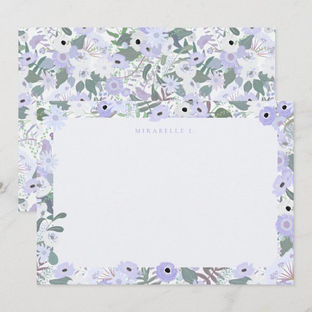 Cartão De Notas Placa de Nota Plana Mirabelle em Lilac (Frente/Verso)