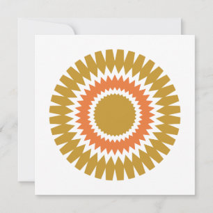 Cartão De Notas Placa de Nota Plana Moderna Sunburst em Laranja e 