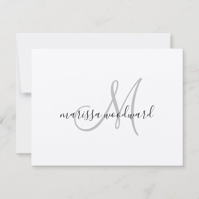 Cartão De Notas Placa de Nota Plana Monograma Kraft com Script Mod (Frente)