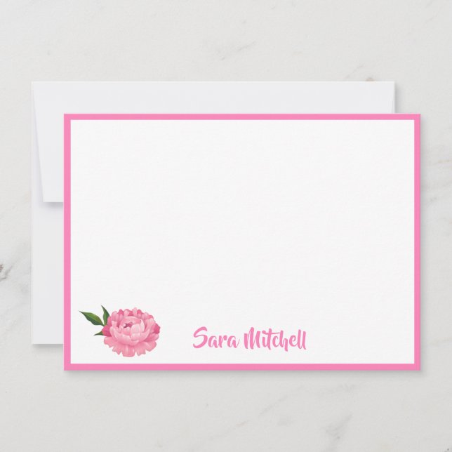 Cartão De Notas Placa de Nota Plana-Peony (Frente)