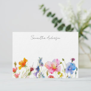 Cartão De Notas Placa de Nota Plana Personalizada Floral de Flor S