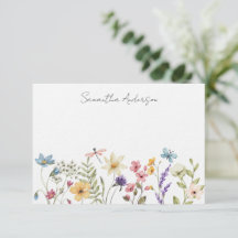 Placa de Nota Plana Personalizada Floral de Flor S