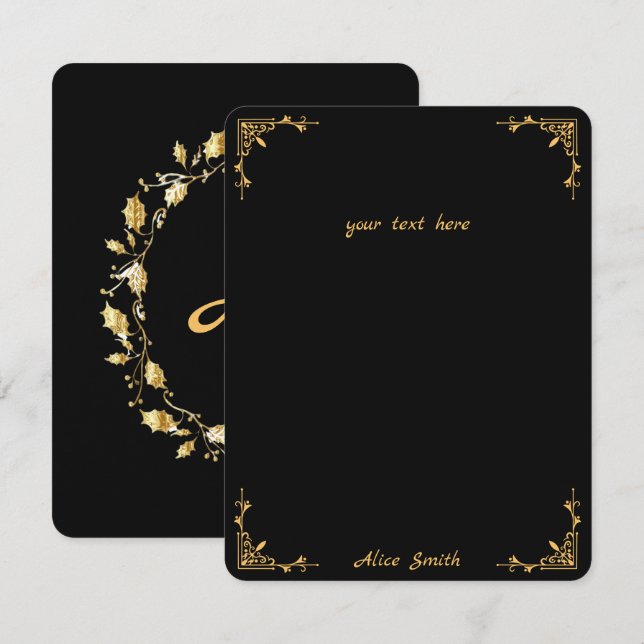 Cartão De Notas Placa de Nota Plana Preta com Estilo Retroativo (Frente/Verso)