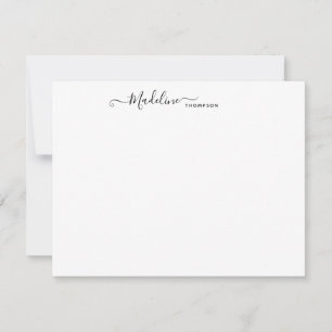 Cartão De Notas Placa de Nota Preta Central de Script Girly Modern