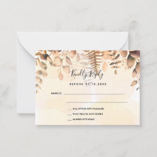 Cartão De Notas Placa de Nota RSVP do casamento outono Eucalyptus