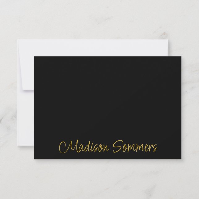 Cartão De Notas Placa de Nota Simples de Script Manuscrito Dourado (Frente)