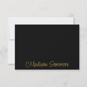Cartão De Notas Placa de Nota Simples de Script Manuscrito Dourado