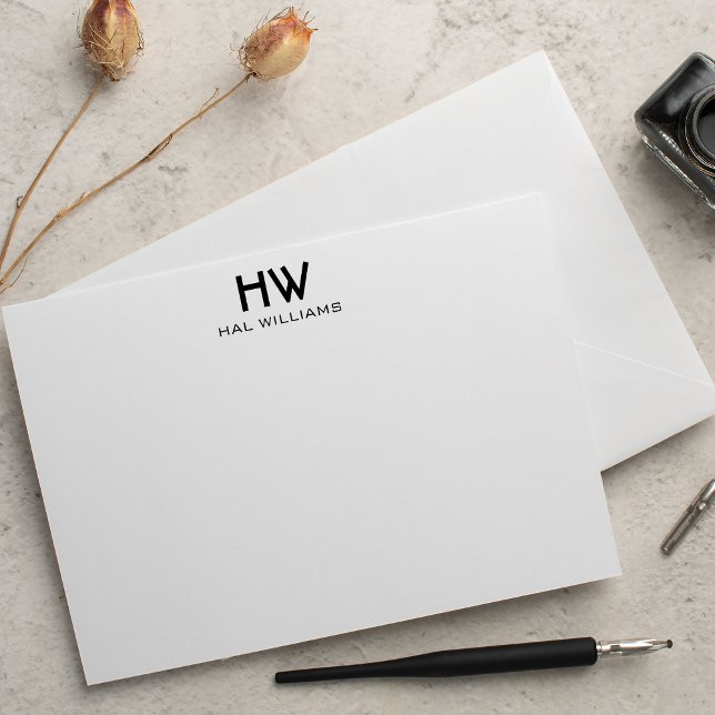 Cartão De Notas Placa de Nota Simples Monograma (Criador carregado)