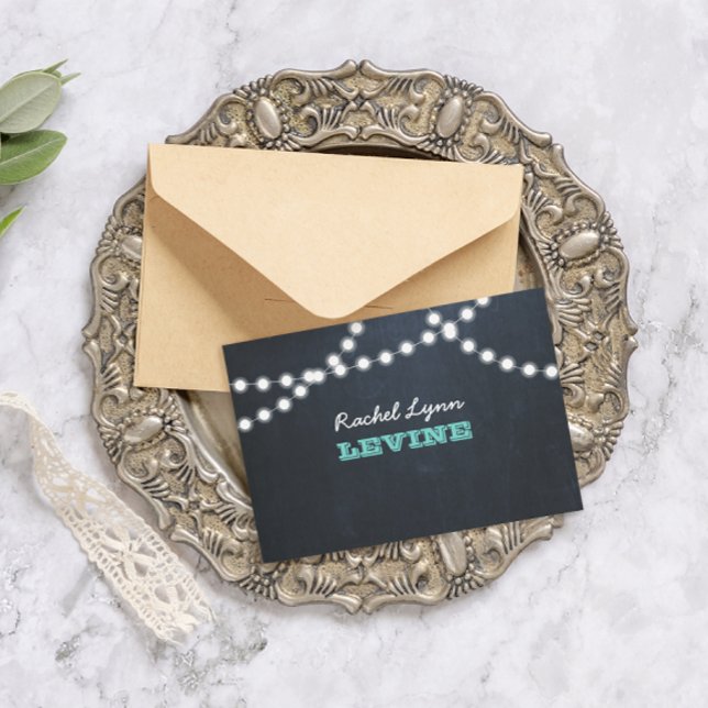 Cartão De Notas Placa de Nota Teal Bat Mitzvah Luzes De Quadro (Criador carregado)