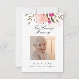 Cartão De Notas Placa De Oração Funeral De Memória Rosa No Amor