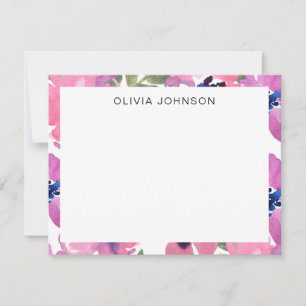 Cartão De Notas Placa Floral de Nota Floral com Cor de Água Rosa M