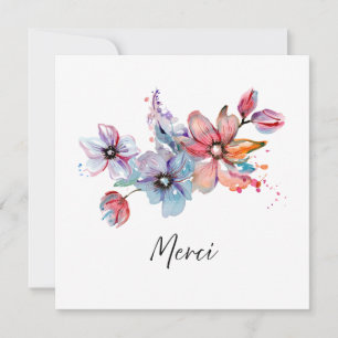 Cartão De Notas Placa Floral Merci