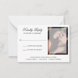 Cartão De Notas Placa Mini RSVP de Foto de Script Chic Moderno