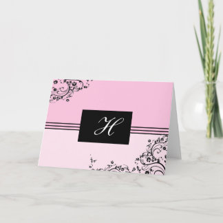 Cartão De Notas Placa personalizável, cor-de-rosa e preto