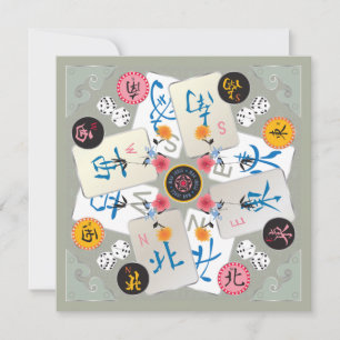 Cartão De Notas Placa plana Mah Jongg Winds