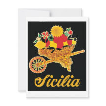 Placa plana Poster de viagens Vintage Sicily - CAR