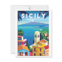 Placa plana Poster de viagens Vintage Sicily - SIC