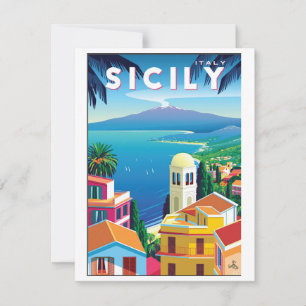 Cartão De Notas Placa plana Poster de viagens Vintage Sicily - SIC